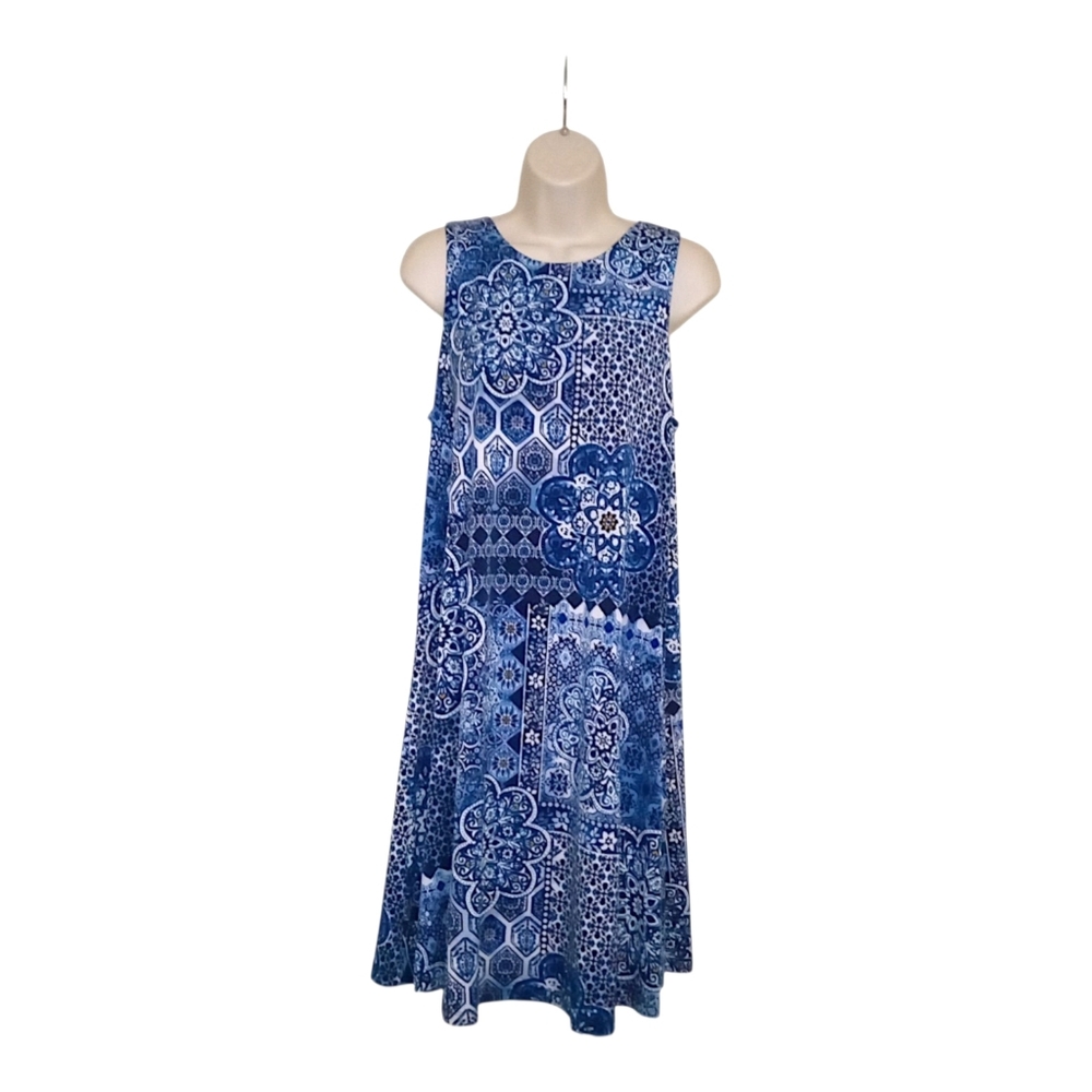 Anne Klein Sleeveless Fully Lined Dress Size 12 Blue Floral